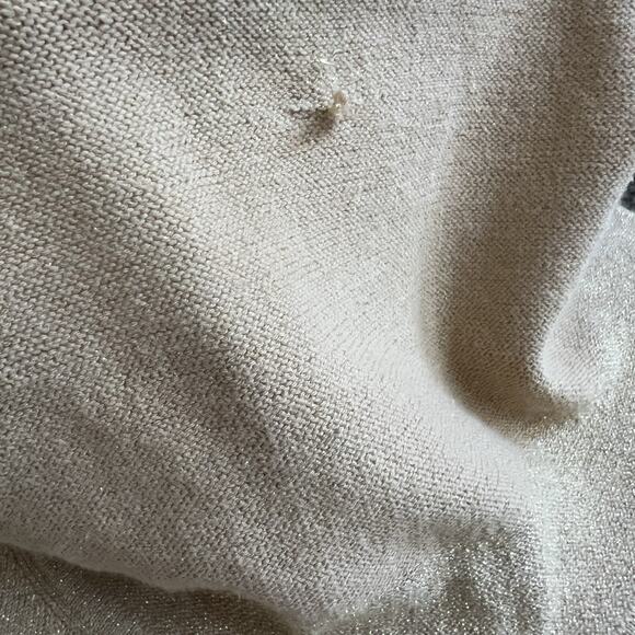 Victor Costa Vtg Cowl Neck Sweater Sz L Metallic Gold Tie Waist Knit Top L/S - Picture 6 of 7